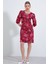 Bordo Gül Desenli Midi Elbise 2477 3