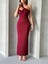 Krinkıl Tek Omuz Uzun Elbise Bordo S25455 4