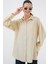 Çizgili Uzun Gömlek Tunik 5963 - Krem 4