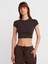 31810 Bisiklet Yaka Crop T-Shirt-Koyu Kahve 1