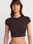 31810 Bisiklet Yaka Crop T-Shirt-Koyu Kahve 3