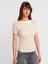 31816 Çift Katlı Büzgülü T-Shirt-Bej 1
