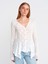60433 Düğmeli Peplum Dantel Hırka-Ekru 1