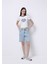 Slim Fit Yuvarlak Yaka Baskılı Kadın Beyaz Kısa Kol Tişört 3