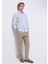 Regular Fit Shirt Neck Düz Erkek Keten Karışımlı Açik Mavi Uzun Kol Gömlek 3