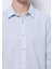 Regular Fit Shirt Neck Düz Erkek Keten Karışımlı Açik Mavi Uzun Kol Gömlek 4