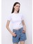 Slim Fit Yuvarlak Yaka Düz Kadın Beyaz Kısa Kol Tişört 1