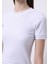 Slim Fit Yuvarlak Yaka Düz Kadın Beyaz Kısa Kol Tişört 4