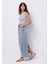 Slim Fit Düz Fermuarlı Kadın Açik Mavi Etek 3