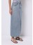 Slim Fit Düz Fermuarlı Kadın Açik Mavi Etek 4