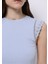 Slim Fit Kadın Mavi Kısa Kol Tişört 4