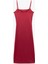 Slim Fit Yırtmaç Detaylı Drapeli Ince Askılı Kalem Elbise 2