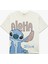 Lisanslı Stitch Baskılı Kısa Kollu Bisiklet Yaka Pamuklu Tişört 1