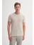 Bisiklet Yaka Slim Fit Jakarlı Çizgi Desenli Tişört 3