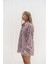 Rosy Transparan Çizgili Bordo Oversize Gömlek 4
