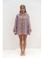 Rosy Transparan Çizgili Bordo Oversize Gömlek 3