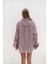 Rosy Transparan Çizgili Bordo Oversize Gömlek 5