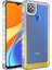 Xiaomi Redmi 9c Kılıf Simli ve Renk Geçiş Tasarımlı Lens Korumalı Hgea Park Kapak-Pembe-Sarı 1
