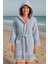 Kapşonlu Unisex Peştemal Plaj Bornozu %100 Pamuklu Seaside Stripe 2