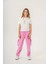 Kız Çocuk Pamuklu Beyaz Çiçek Baskılı T-Shirt ve Pembe Cepli Pantolon Takım 3