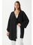 Kadın Sandra %100 Pamuk Müslin Bağcıklı Siyah Kimono 2