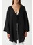 Kadın Sandra %100 Pamuk Müslin Bağcıklı Siyah Kimono 3