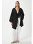 Kadın Sandra %100 Pamuk Müslin Bağcıklı Siyah Kimono 4