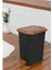 ELF-W344 8 Lt Ahşap Desenli Slim Pedallı Plastik Çöp Kovası Iç Kovasız 3