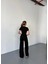 Osy Modal Yumuşak Dokulu Kumaş Kısa Kollu Crop Rahat Pantalon Ikili Takım - Siyah 4