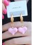 Gold Renk Halka Model Pembe Kalp Model Kadın Küpe 1