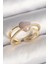 Pirinç Gold Renk Mor Kristal Kalp Model Zirkon Taşlı Kadın Yüzük 1