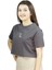 Aqua-Nihil | Gri Renk | Baskılı Crop | Oversize 4