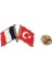 Fransa Türkiye Flamalı Gold Renk Metal Yaka Rozeti 1 Paket 6'lı 3