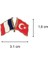 Fransa Türkiye Flamalı Gold Renk Metal Yaka Rozeti 1 Paket 12'li 3