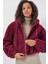 Kapüşonlu Peluş Crop Ceket - Mürdüm 4