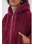 Kapüşonlu Peluş Crop Ceket - Mürdüm 5