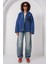 Fermuarlı Oversize Peluş Ceket - Saks 2