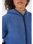 Kadın Kapüşonlu Oversize Peluş Ceket - Saks 4