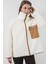 Fermuarlı Oversize Peluş Ceket Mont - Camel 3