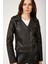 Suni Deri Biker Ceket - Siyah 1