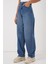 Kadın Yüksek Bel Baggy Kot Pantolon - Lacivert 5