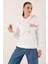 Nakışlı Oversize Sweatshirt - Beyaz 1