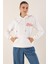 Nakışlı Oversize Sweatshirt - Beyaz 3