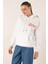 Nakışlı Oversize Sweatshirt - Beyaz 4