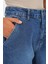 Kadın Yüksek Bel Baggy Kot Pantolon - Lacivert 5