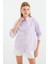 Tek Cepli Çizgili Oversize Gömlek - Pembe 2