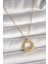 316L Çelik Gold Renk Zincir Zirkon Taş Işlemeli Daire Model Kadın Kolye - TJ-BKO9968 1