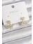 Pirinç Gold Renk Zirkon Taşlı Yaprak Model Kadın Küpe - TJ-BKP9866 1