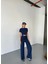 Osy Modal Yumuşak Dokulu Kumaş Kısa Kollu Crop Rahat Pantalon Ikili Takım - Lacivert 3