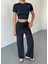 Osy Modal Yumuşak Dokulu Kumaş Kısa Kollu Crop Rahat Pantalon Ikili Takım - Füme 2